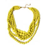 Canary Yellow Faceted Multi layered Pebbles Necklace